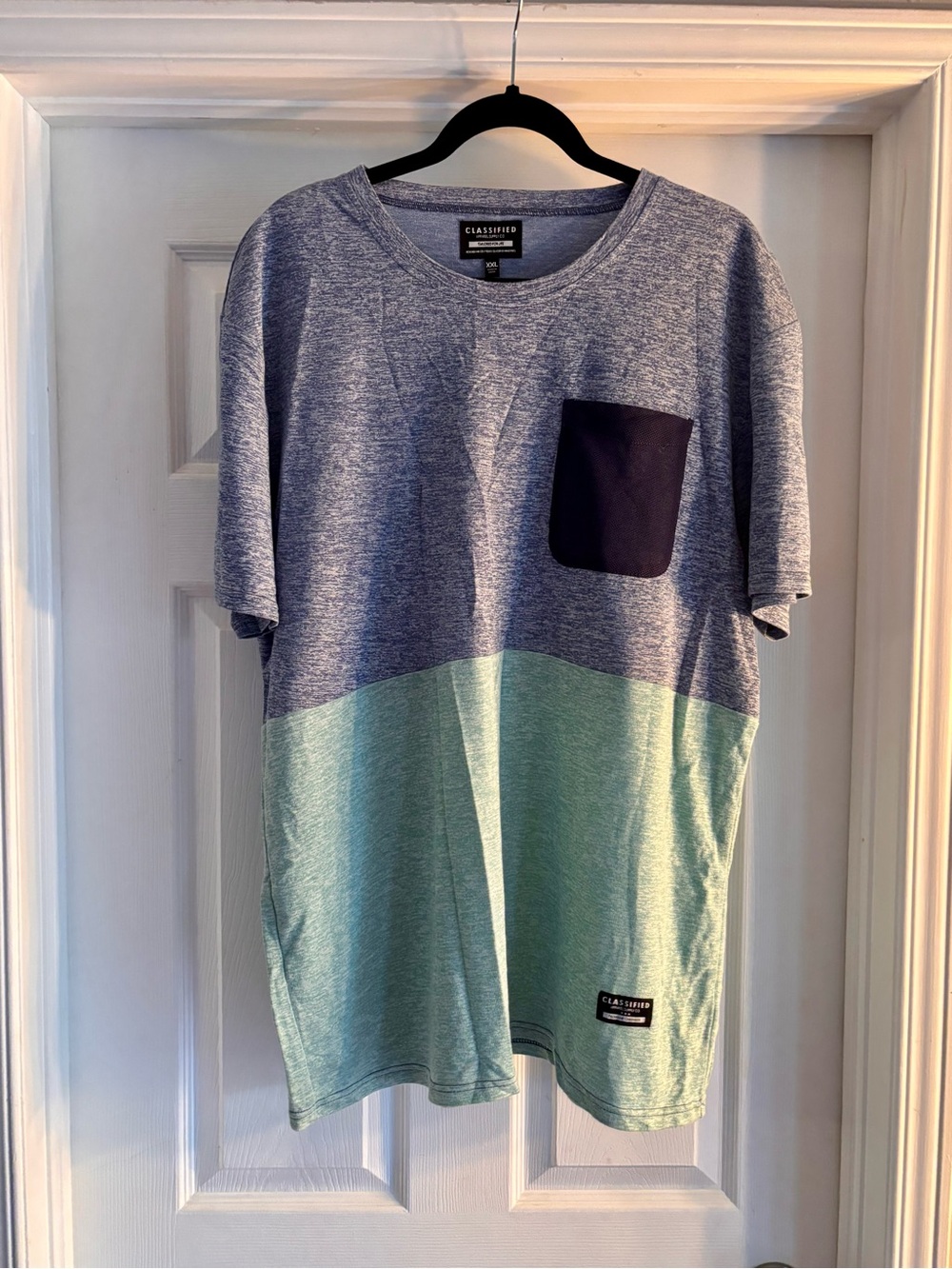 Classified Colorblock Pocket Tee - Heather Blue, Mint & Navy Pocket